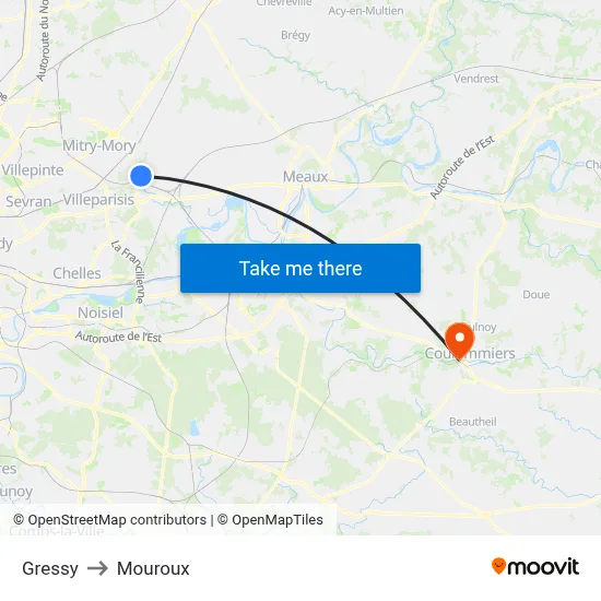Gressy to Mouroux map