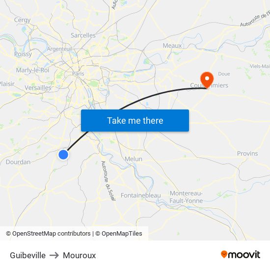 Guibeville to Mouroux map