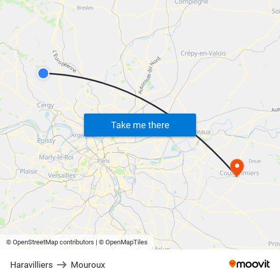 Haravilliers to Mouroux map