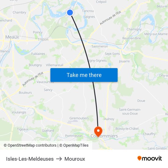 Isles-Les-Meldeuses to Mouroux map