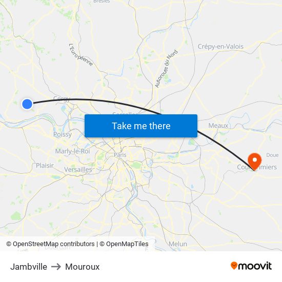 Jambville to Mouroux map