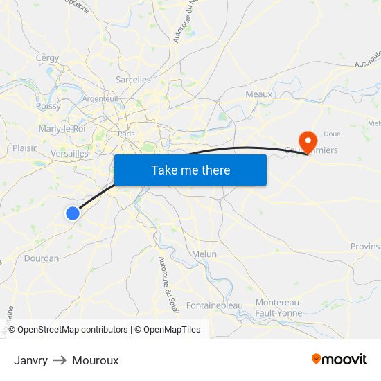 Janvry to Mouroux map