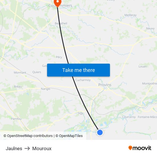 Jaulnes to Mouroux map