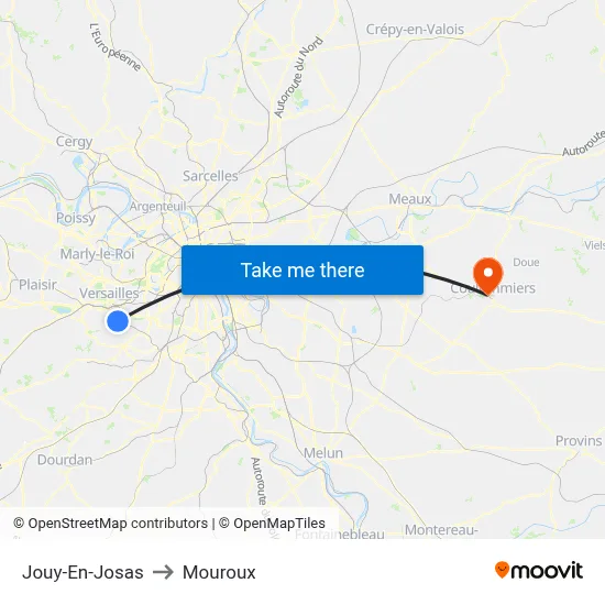 Jouy-En-Josas to Mouroux map