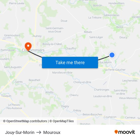 Jouy-Sur-Morin to Mouroux map