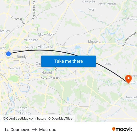 La Courneuve to Mouroux map