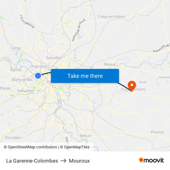 La Garenne-Colombes to Mouroux map