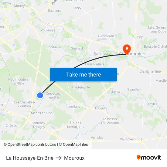 La Houssaye-En-Brie to Mouroux map