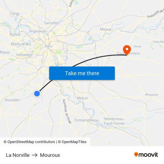 La Norville to Mouroux map