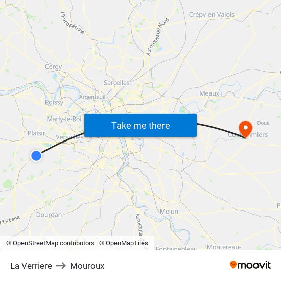 La Verriere to Mouroux map