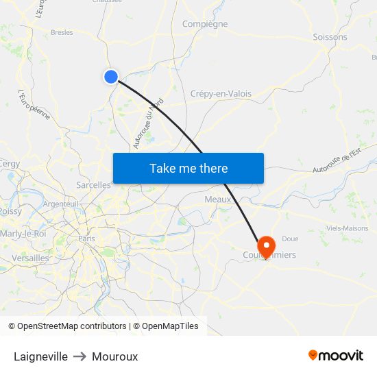 Laigneville to Mouroux map