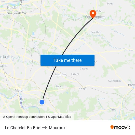 Le Chatelet-En-Brie to Mouroux map