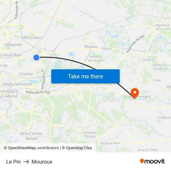 Le Pin to Mouroux map