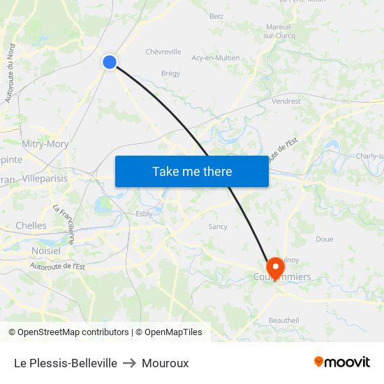 Le Plessis-Belleville to Mouroux map