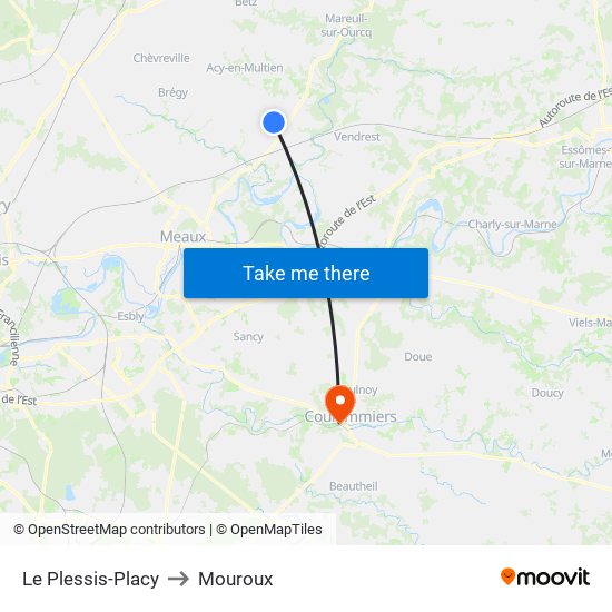 Le Plessis-Placy to Mouroux map