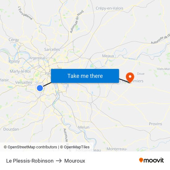 Le Plessis-Robinson to Mouroux map