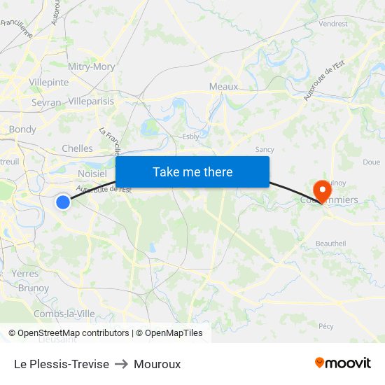 Le Plessis-Trevise to Mouroux map