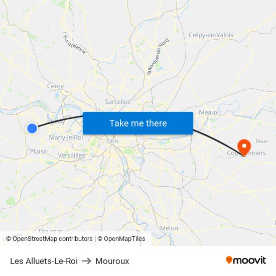 Les Alluets-Le-Roi to Mouroux map