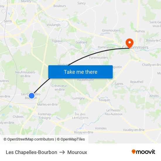 Les Chapelles-Bourbon to Mouroux map