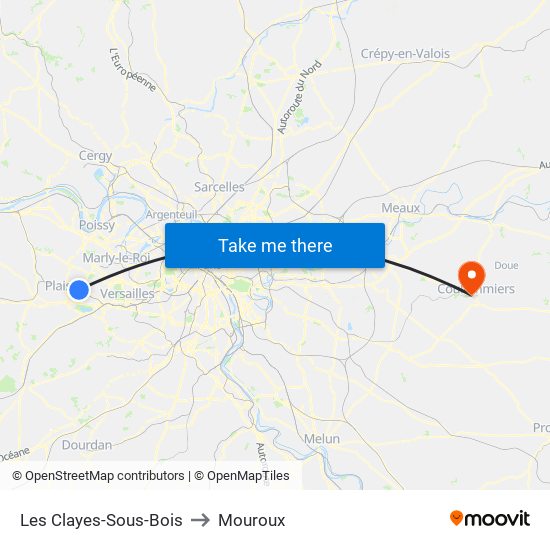 Les Clayes-Sous-Bois to Mouroux map