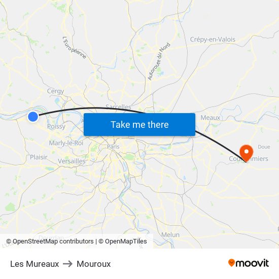 Les Mureaux to Mouroux map