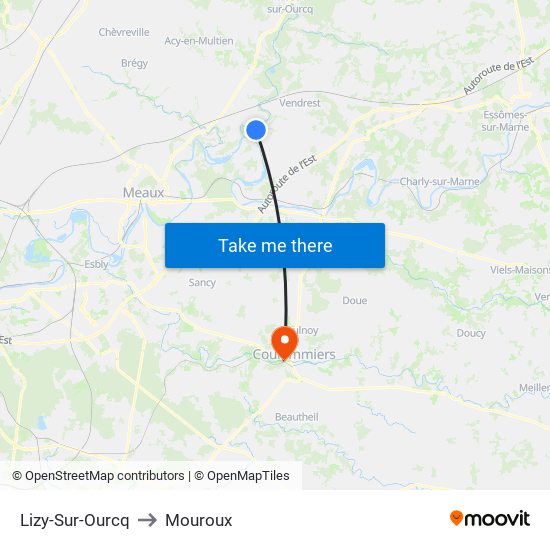 Lizy-Sur-Ourcq to Mouroux map