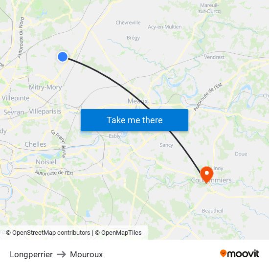 Longperrier to Mouroux map