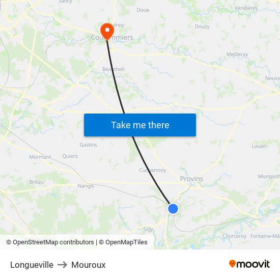Longueville to Mouroux map