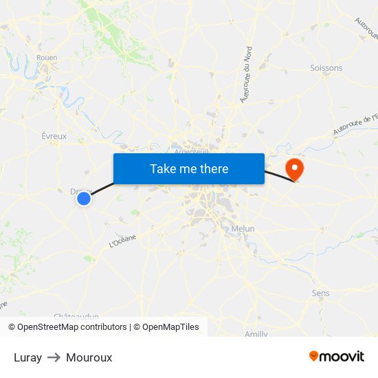 Luray to Mouroux map