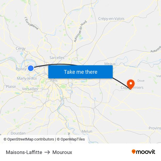 Maisons-Laffitte to Mouroux map