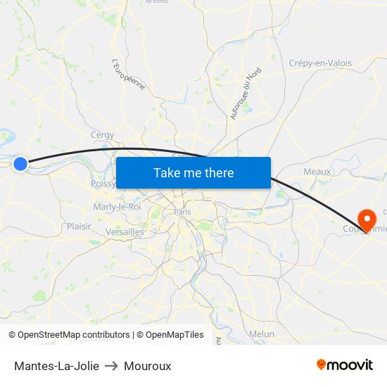 Mantes-La-Jolie to Mouroux map