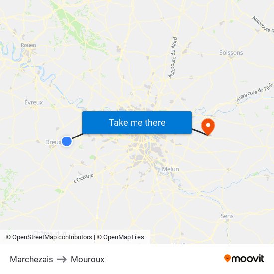Marchezais to Mouroux map