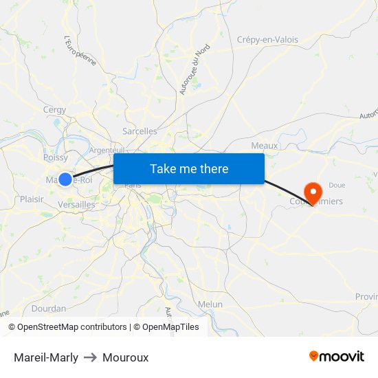 Mareil-Marly to Mouroux map