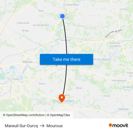 Mareuil-Sur-Ourcq to Mouroux map