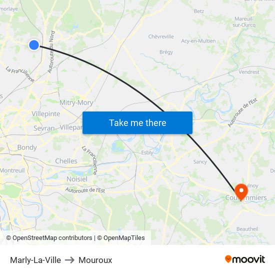 Marly-La-Ville to Mouroux map