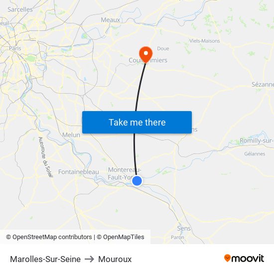 Marolles-Sur-Seine to Mouroux map
