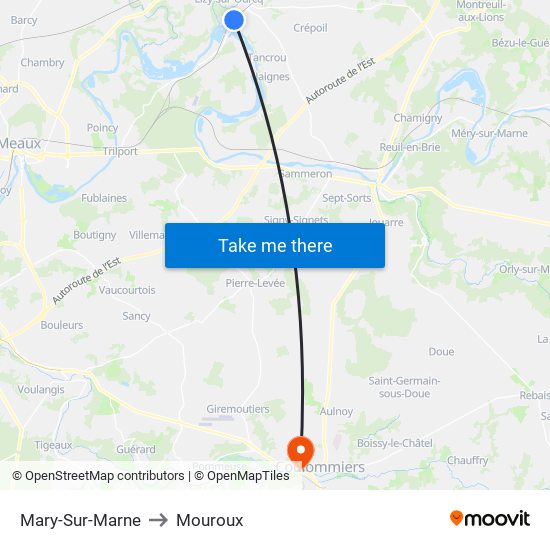 Mary-Sur-Marne to Mouroux map