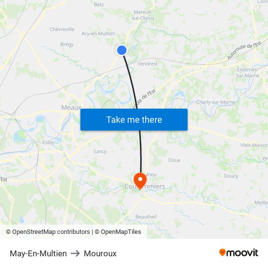 May-En-Multien to Mouroux map