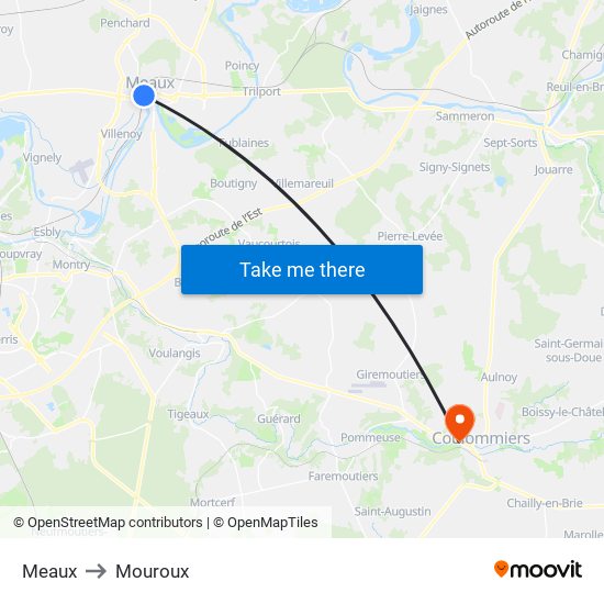 Meaux to Mouroux map