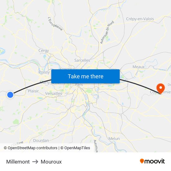 Millemont to Mouroux map