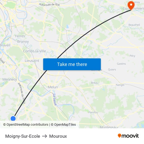 Moigny-Sur-Ecole to Mouroux map