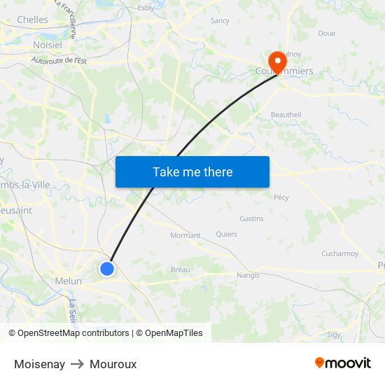 Moisenay to Mouroux map