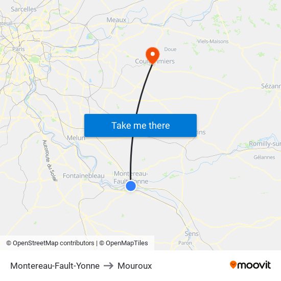 Montereau-Fault-Yonne to Mouroux map