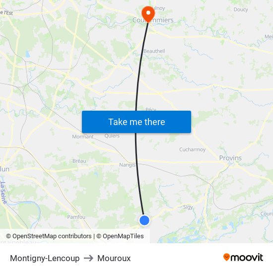 Montigny-Lencoup to Mouroux map