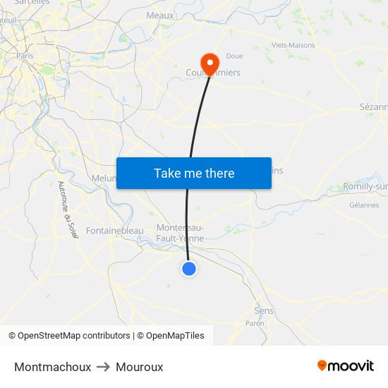 Montmachoux to Mouroux map