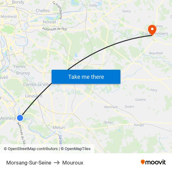 Morsang-Sur-Seine to Mouroux map