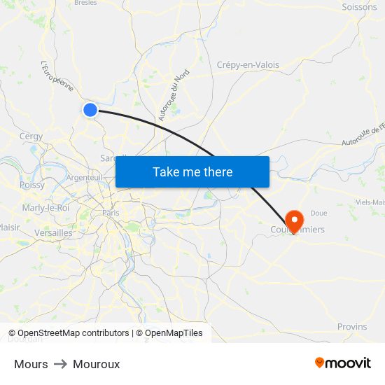Mours to Mouroux map