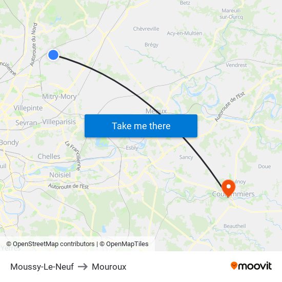 Moussy-Le-Neuf to Mouroux map
