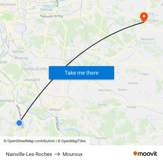 Nainville-Les-Roches to Mouroux map