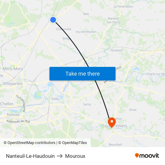 Nanteuil-Le-Haudouin to Mouroux map